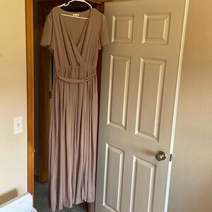 Baltic Born dusty rose color Kristina Chiffon Short Sleeve Maxi Dress Size XL